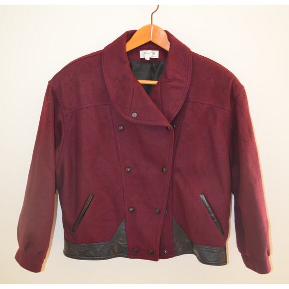 Vintage Burgundy Oversize Cropped Jacket Size Large - Picture 4 of 11